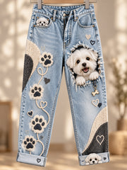 Women's Fun Animals Art Print Flared Trousers