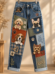 Women's Fun Animals Art Print Flared Trousers