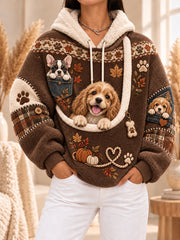 Women‘s  Fun Animals Hoodie with Pocket for Dogs Cats Dogs Hoodie