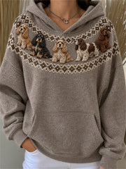 Women's Cocker Spaniel Dogs Yoke Isle Print Cozy Hoodie