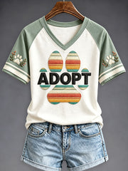 Women's Adopt a Dog Month Pet Lover V-neck T-shirt