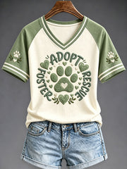 Women's Adopt a Dog Month Pet Lover V-neck T-shirt