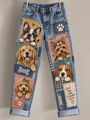 Women's Fun Animals Art Print Flared Trousers