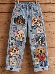 Women's Fun Animals Art Print Flared Trousers
