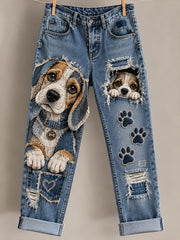Women's Fun Animals Art Print Flared Trousers