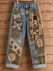 Women's Fun Animals Art Print Flared Trousers