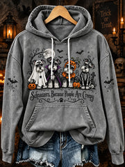 Women's Halloween-Themed Dog Pattern Casual Hoodie