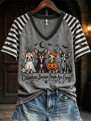 Women's Chihuahuas Because People Are Creepy Halloween Dogs Print short-sleeved T-shirt