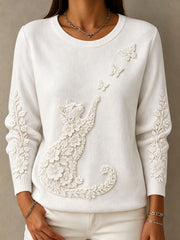Women's floral cat-print tops