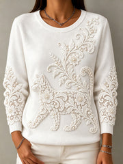 Women's floral cat-print tops