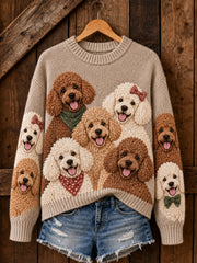 Women's Cute Dogs Print Dog Lovers Casual Sweater
