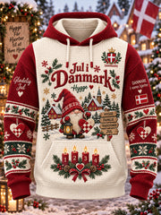Men's Christmas-Themed Print Waffle-Knit Hoodie