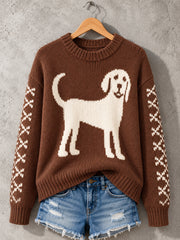 Women's Cute Dog Print Dog Lovers Casual Sweater