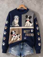Women's Cute Dogs Print Dog Lovers Casual Sweater