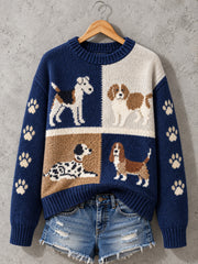 Women's Cute Dogs Print Dog Lovers Casual Sweater