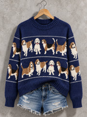 Women's Cute Dog Print Dog Lovers Casual Sweater