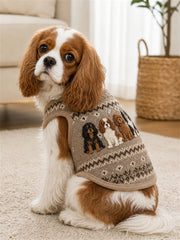 Vintage Cavalier Dogs Isle Pattern Print Pet Sleeveless Vest