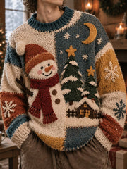 Men's Christmas Snowman  Christmas Tree  Art Print Sweatshirt