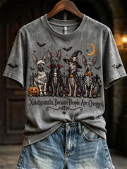 Women's Xoloitzcuintlis Because People Are Creepy Halloween Dogs short-sleeved T-shirt