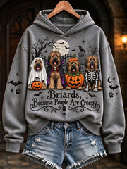 Women's Briards Because People Are Creepy Halloween Print Hoodie