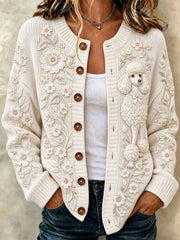 Women's Poodle Floral Cardigan