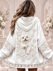 Women's Fun Floral Animals Zip-Up Hoodie