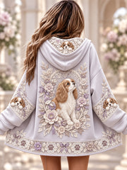 Women's Fun Floral Animals Zip-Up Hoodie