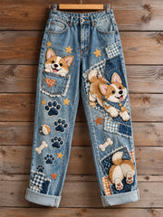 Women's Fun Animals  Art Print Flared Trousers