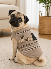Vintage Pug Dogs Isle Pattern Print Pet Sleeveless Vest