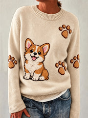 Women's Cute Dog Print Sweater