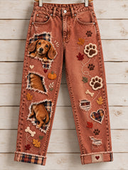 Women's Fun Animals Art Print Flared Trousers