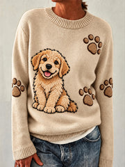 Women's Cute Dog Print Sweater