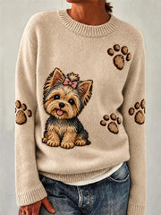Women's Cute Dog Print Sweater