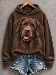 Women's Cute Chocolate Labrador Retriever Print Comfy Hoodie