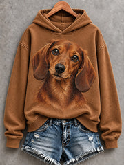 Women's Cute Dachshund Print Comfy Hoodie