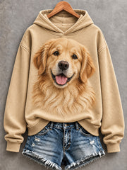 Women's Cute Golden Retriever Print Comfy Hoodie