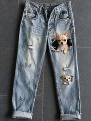 Women's Interesting Animals Art Print Flared Trousers