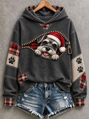 Women's Christmas Schnauzer Pattern Hoodie