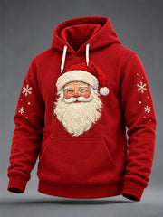 Men's Christmas Santa Print Oversized Drop-Shoulder Hoodie With Pockets