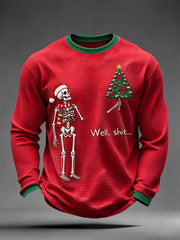 Men's Funny Christmas Skeleton Waffle Long Sleeve T-Shirt