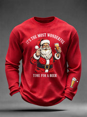 Men's It's The Most Wonderful Time For A Beer Waffle Long Sleeve T-Shirt