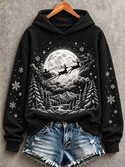 Women's Vintage Santa Sleigh Print Sweatshirt