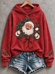 Women's Vintage Santa Claus Christmas Print Regular Sweatshirt