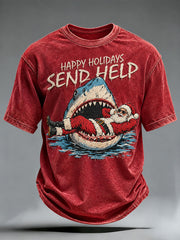 Men's Vintage Santa Claus Christmas Fun Print T-shirt