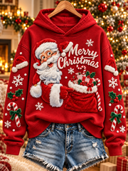 Women's Christmas Santa Print Regular Sweatshirt