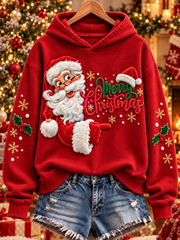 Women's Christmas Santa Print Regular Sweatshirt