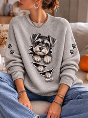 Women's Cute dog Print Sweater