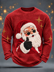 Men's Christmas Santa Claus Waffle Long Sleeve T-Shirt