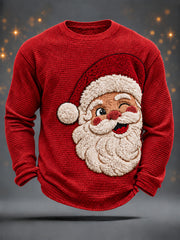 Men's Christmas Santa Claus Waffle Long Sleeve T-Shirt