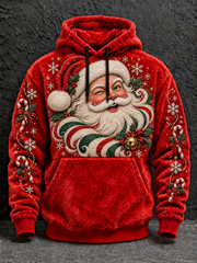 Men's Christmas Santa Printed Flannel Hoodie